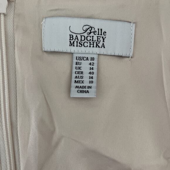 Belle Badgley Mischka Metallic Jaquard Rose Gold Ivory Dress Womens Size 10 - Picture 3 of 10